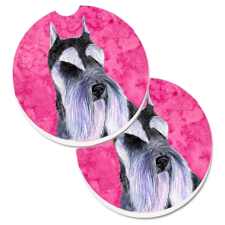 Carolines Treasures Pink Schnauzer Set of 2 Cup Holder Car Coaster SS4753-PKCARC
